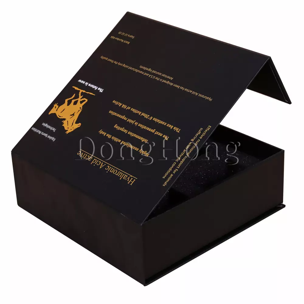 Flip-top Black Cosmetic Box with Foam In
