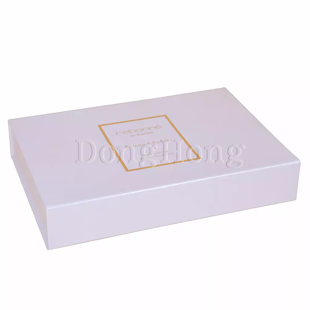 Flip Top White Pearl Paper Gift Box Manu