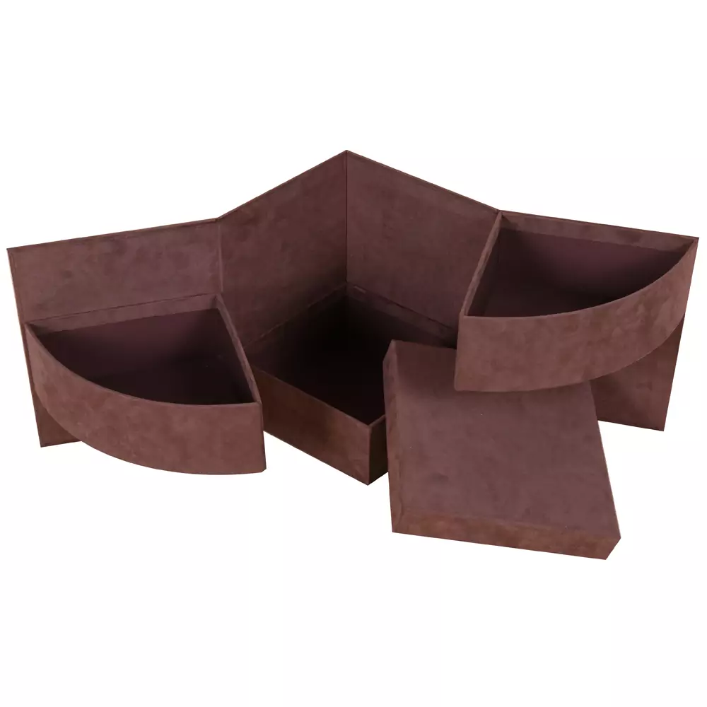 Sliding Open Velvet Cardboard Box with Lid-off Lid