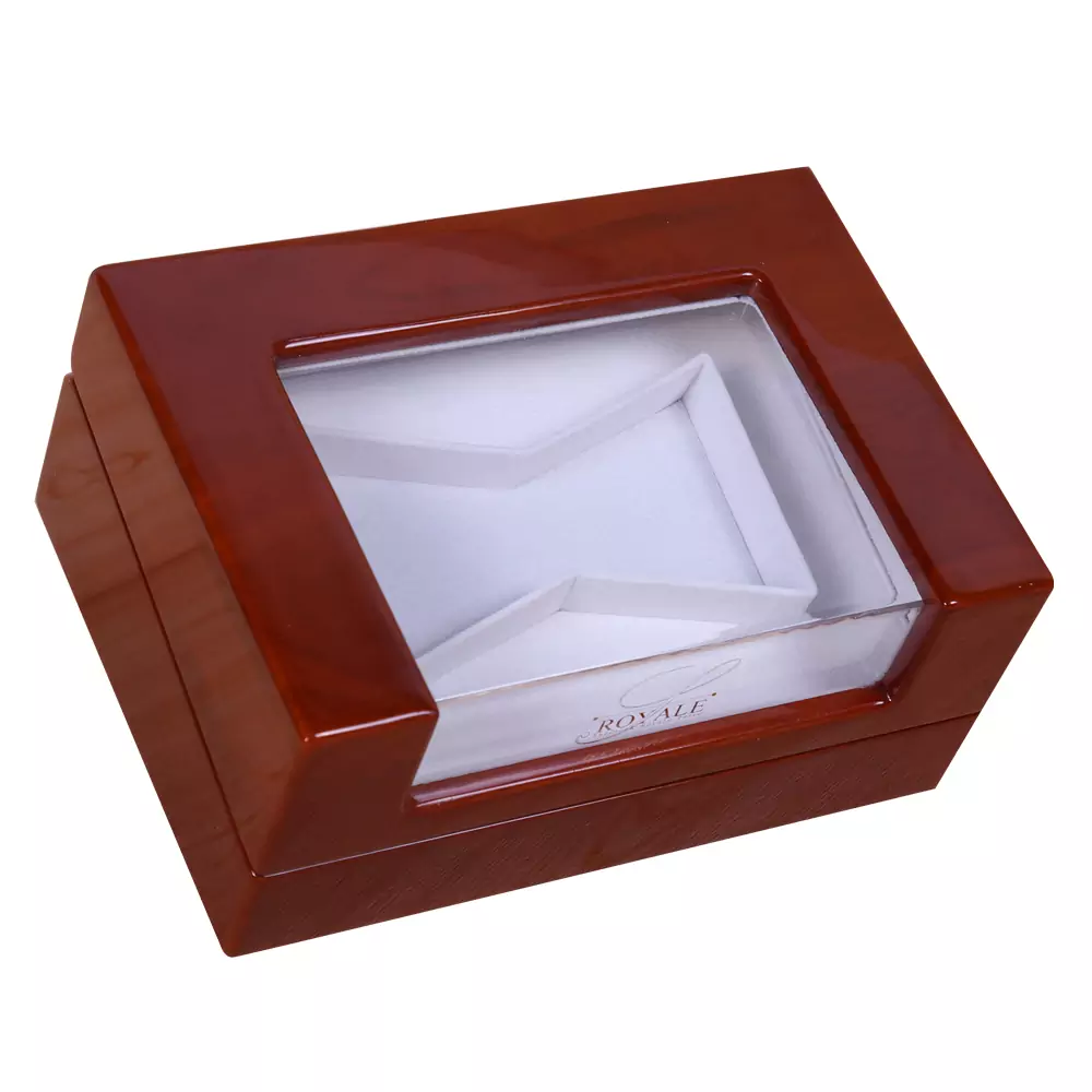 Glossy Lacquered Wood Box with Acrylic W