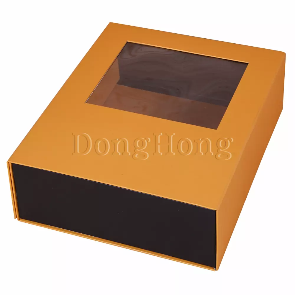 Flat Pack Rigid Gift Box with Clear Wind