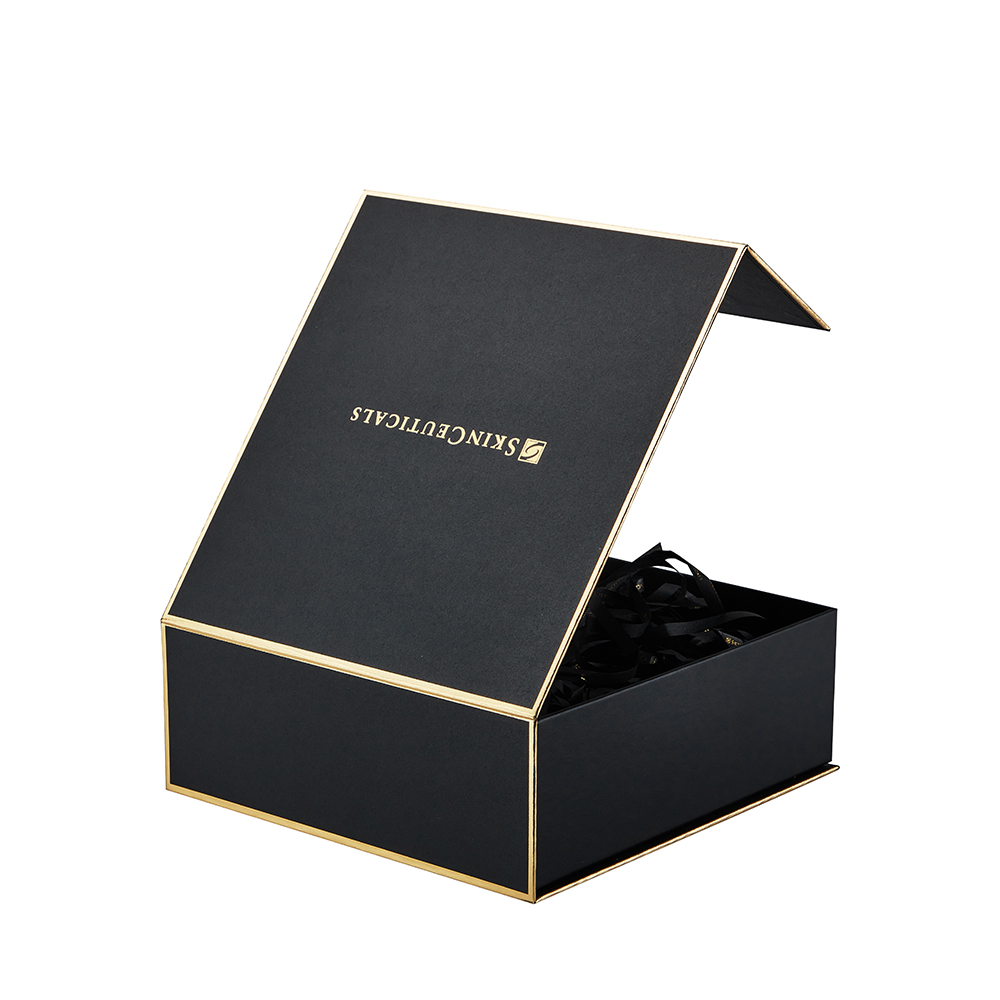 Custom Matte Black Skin Care Packaging Magnetic Flip Box  