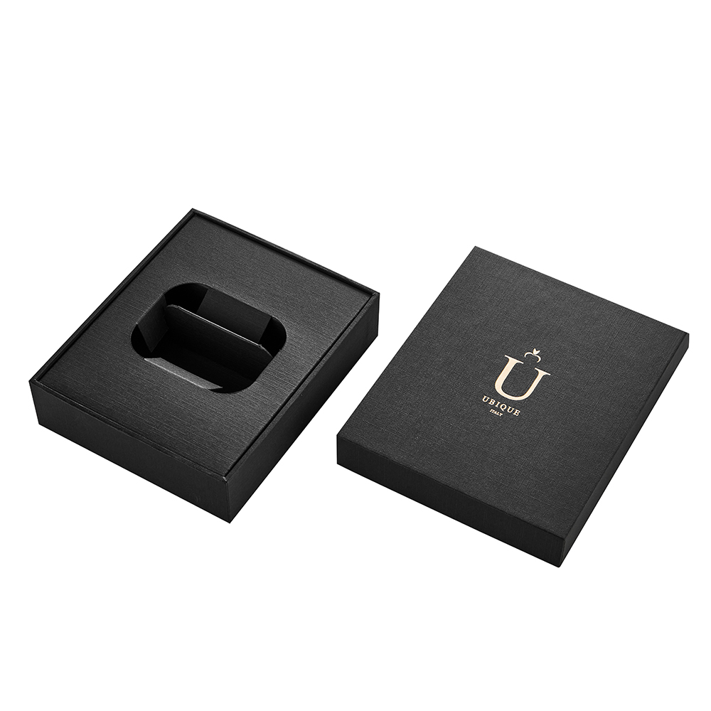 Matte Black Texture Paper Rigid Earphone Packaging Gift Box  