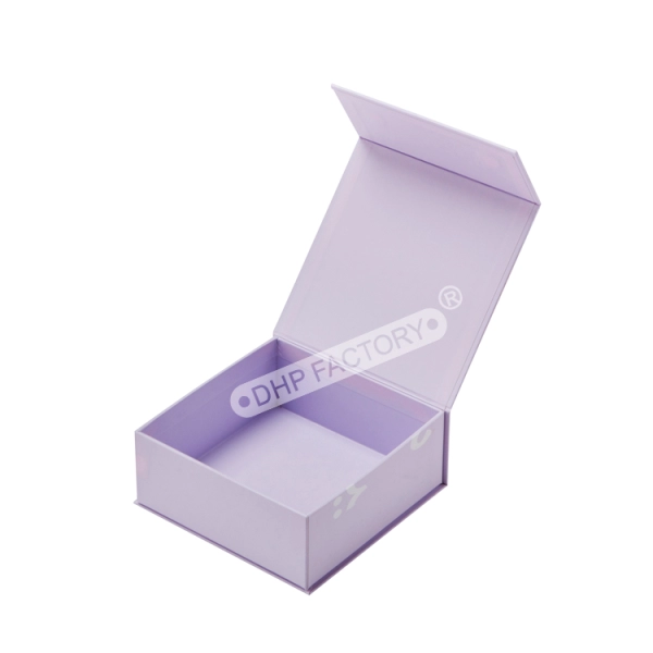 Purple Magnetic Gift Box with Foldable Lid for Custom Packaging